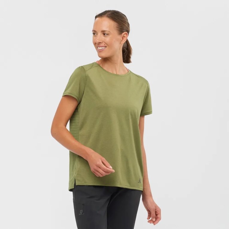 Camiseta Salomon Outline Summer Corta Sleeve Mujer Verde Oliva | MX WXHB026